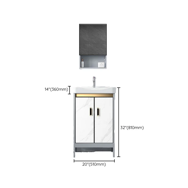 Ceramic Top Bathroom Vanity Melkwit Rectangle Single Sink Freestanding Mirror Vanity Set 16