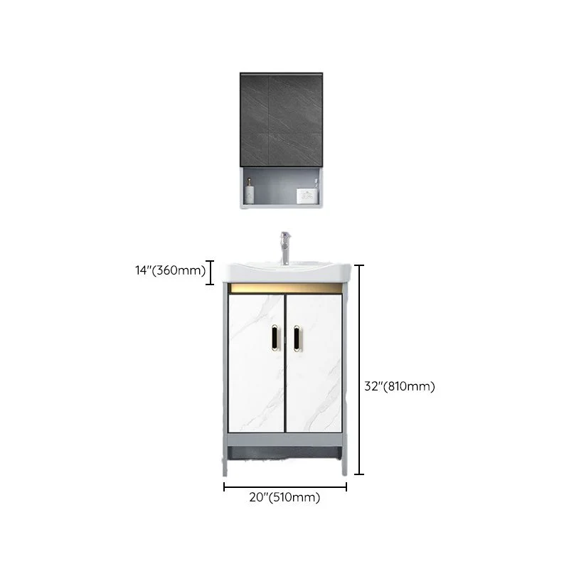 Ceramic Top Bathroom Vanity Melkwit Rectangle Single Sink Freestanding Mirror Vanity Set 16