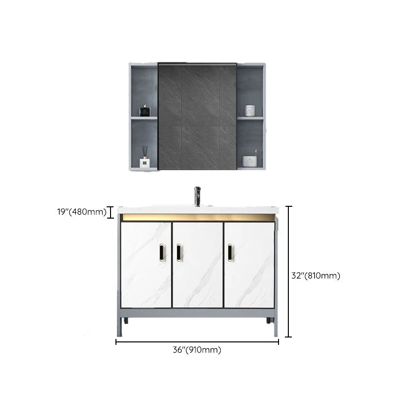 Ceramic Top Bathroom Vanity Melkwit Rectangle Single Sink Freestanding Mirror Vanity Set 16