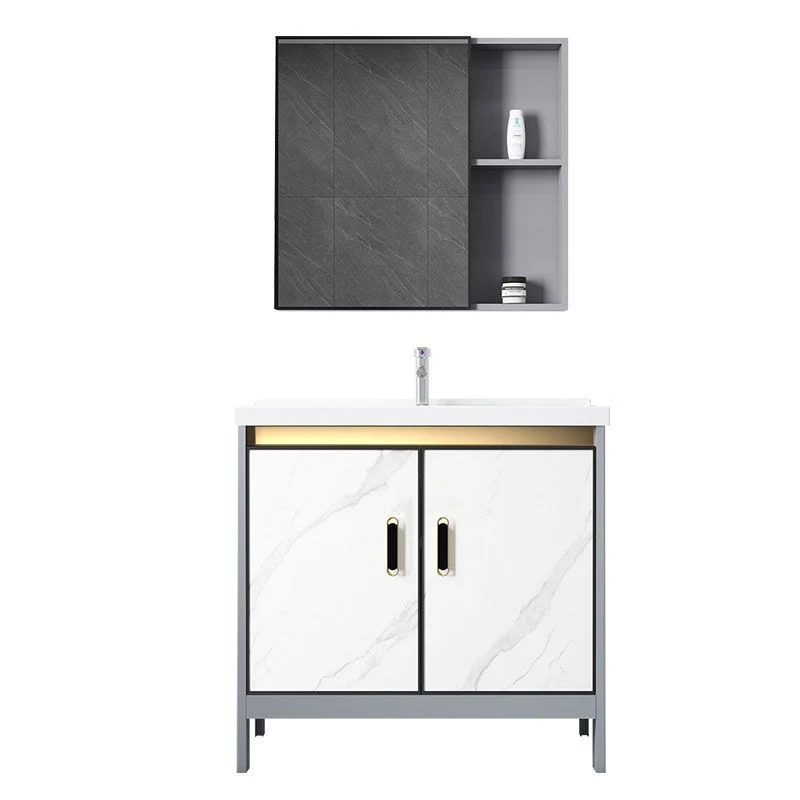 Ceramic Top Bathroom Vanity Melkwit Rectangle Single Sink Freestanding Mirror Vanity Set 16