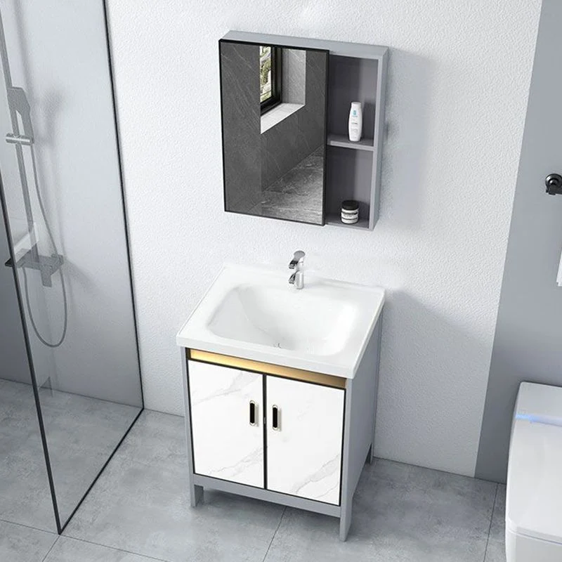 Ceramic Top Bathroom Vanity Melkwit Rectangle Single Sink Freestanding Mirror Vanity Set 16