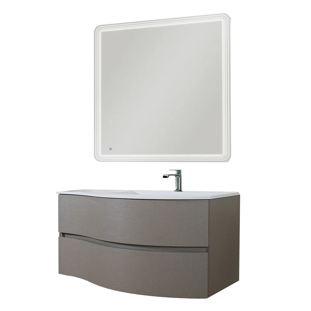 Cloud bathroom composition sink cabinet and backlit mirror 106x50 cm Grauw Rope