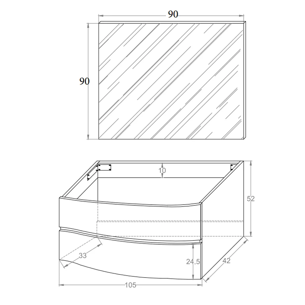 Cloud bathroom composition sink cabinet and backlit mirror 106x50 cm Grauw Rope
