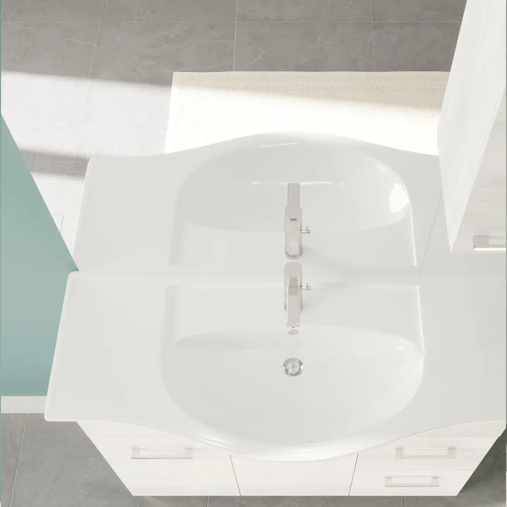 Complete bathroom cabinet sink and mirror wall cabinet cm 105 White Eiken Beach3