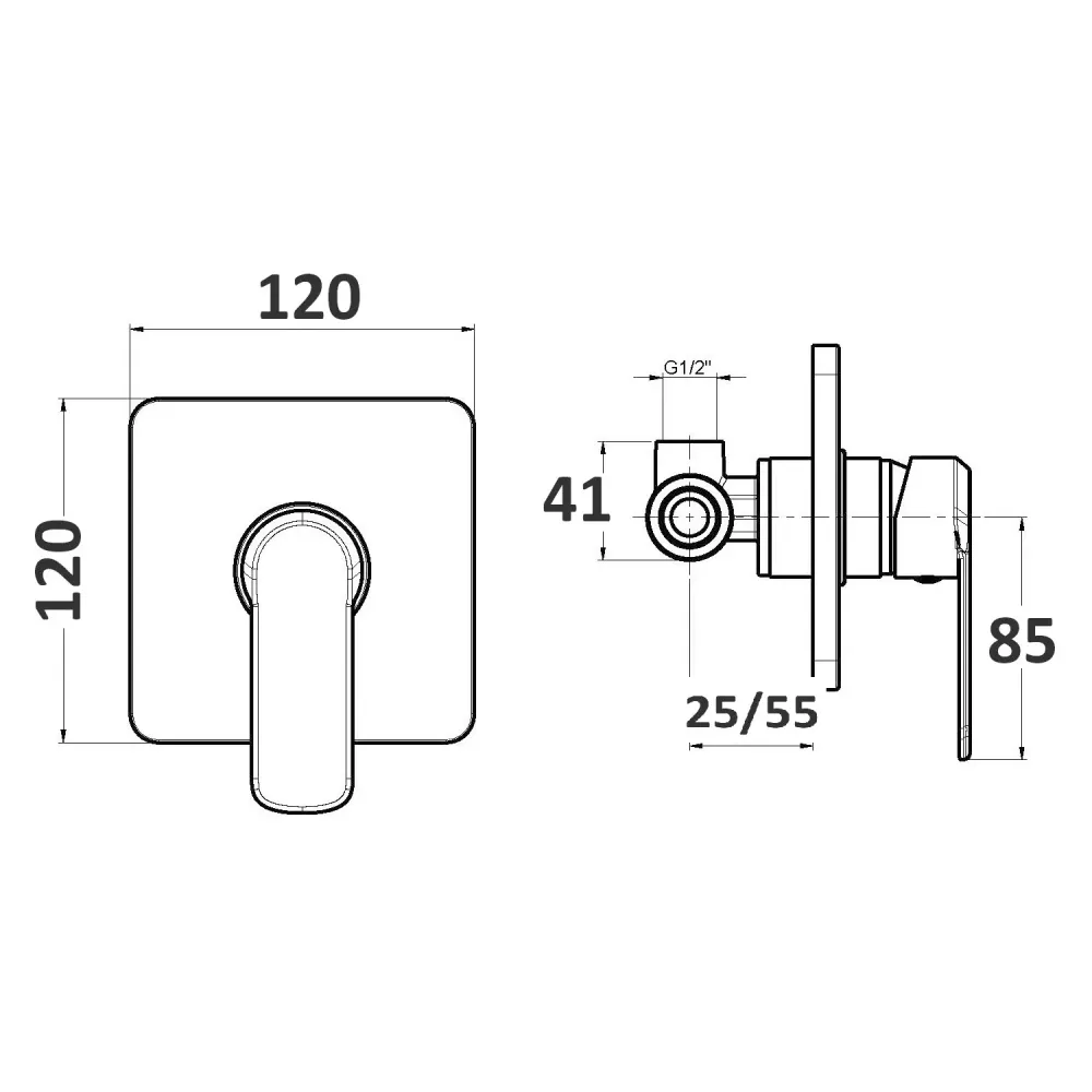 Composition built- basin mixers, bidet and single-way square Echo shower mixer chrome-plated geel koper