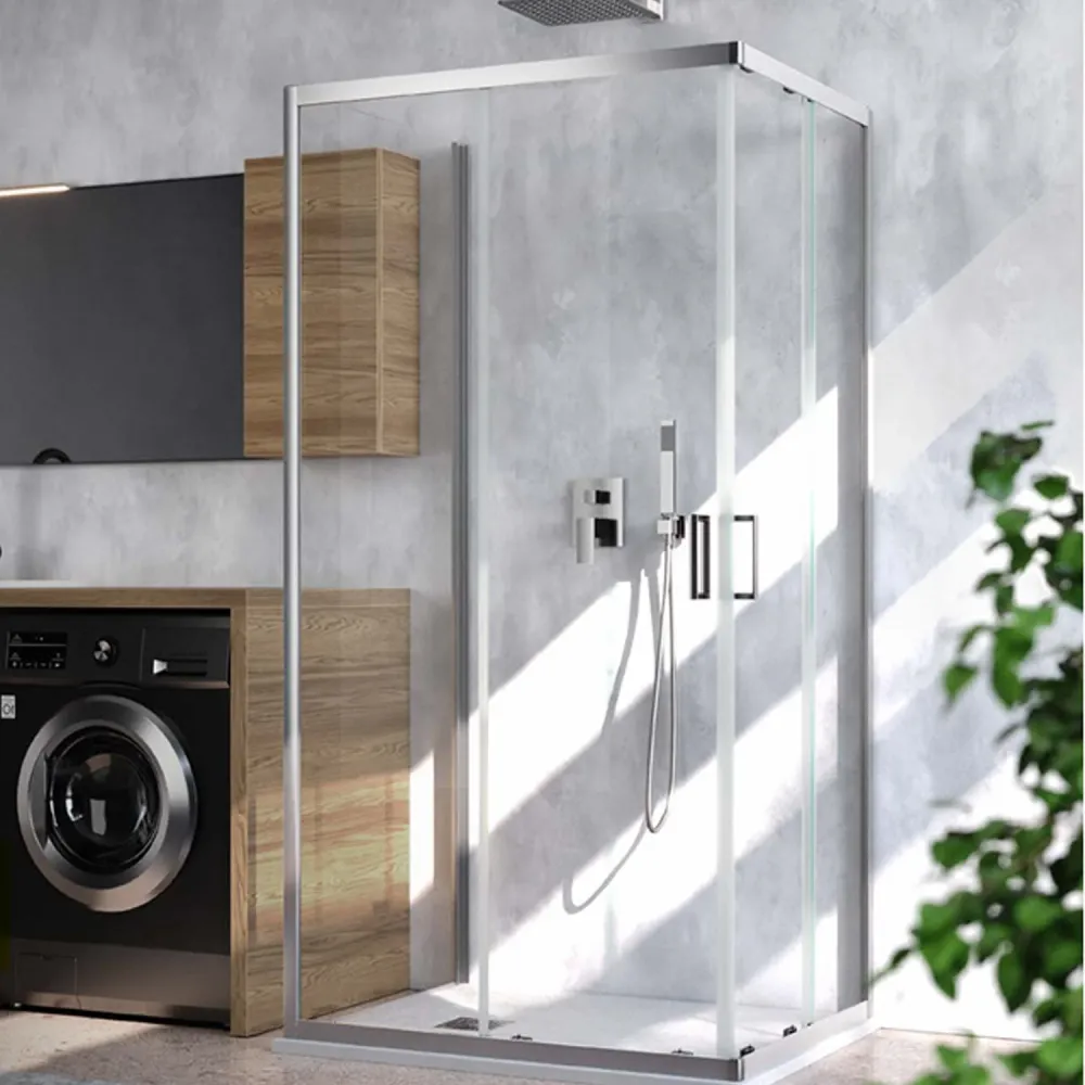 Corner shower enclosure Loop 90x90 aluminum and Slim Clean anti-limescale glass