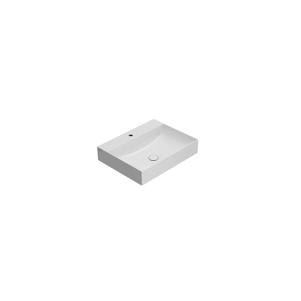 Countertop or aan de wand sink T-Edge glossy white ceramic 60x47 weight 16.5 Kg