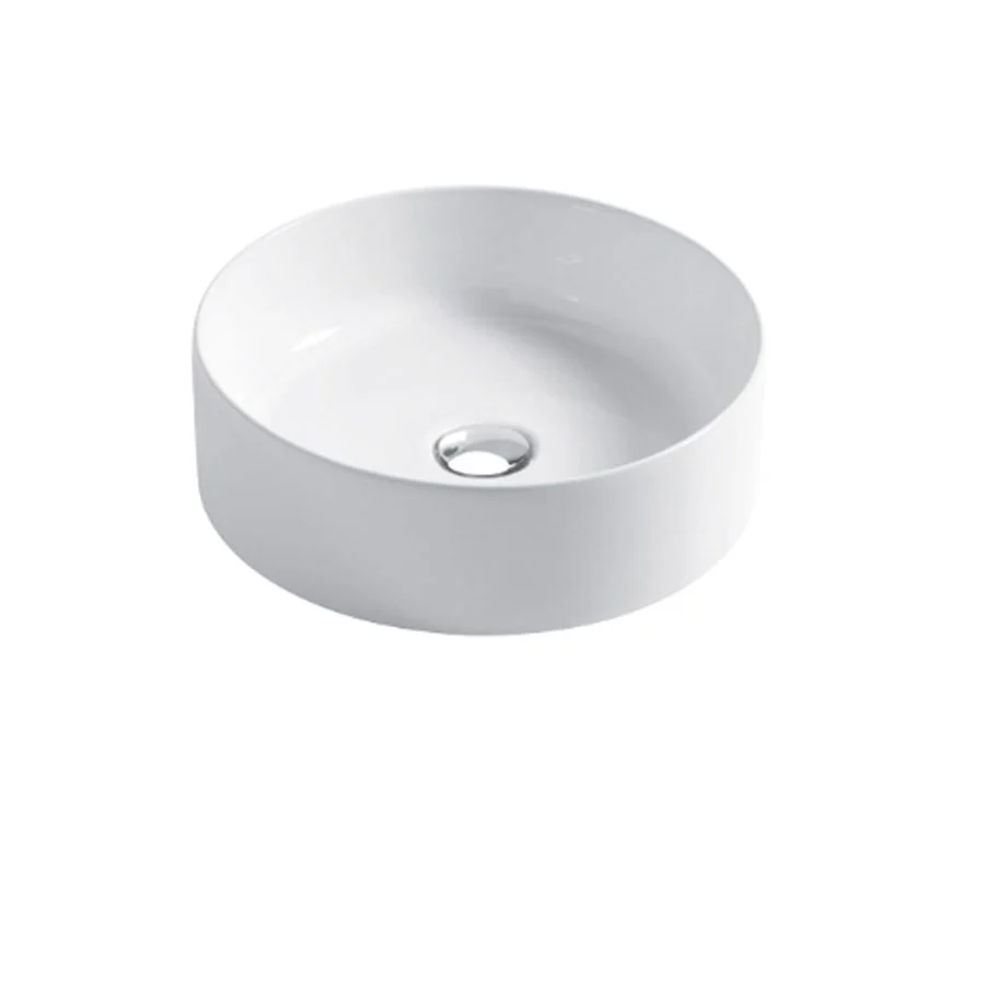 Cylindrical countertop sink Diam.40x12h glossy white aardewerk Slim series Disegno-Ceramica