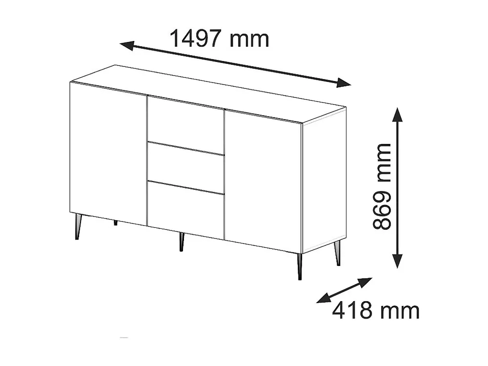 Dressoir RAVENNA B SB150 2D3D 150x42x87 Wit