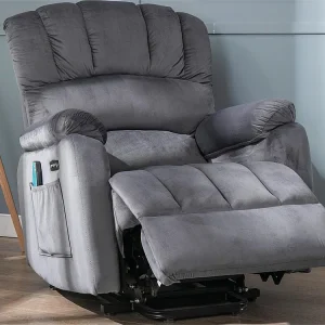 Elektrische stoffen relaxfauteuil met verwarmings- en trilfunctie - 2 zijvakken - Grijs