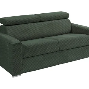 Express-slaapbank van groen ribfluweel Bed 140 cm - Matras 14 cm VIZIR