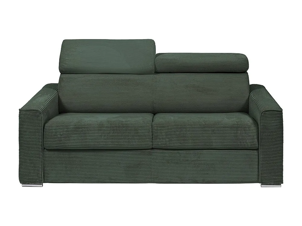 Express-slaapbank van groen ribfluweel Bed 140 cm - Matras 14 cm VIZIR