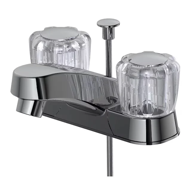 EZ-FLO Traditional Metaalglans 4- centerset 2-handle Bathroom Sink Faucet Drain and Deck Plate