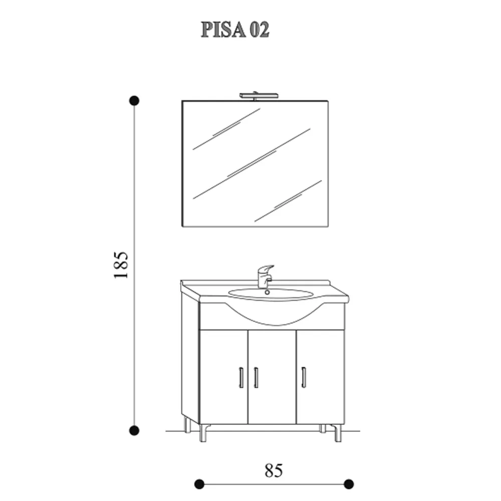 Floor-standing bathroom cabinet 85 cm model Pisa02 larch finish