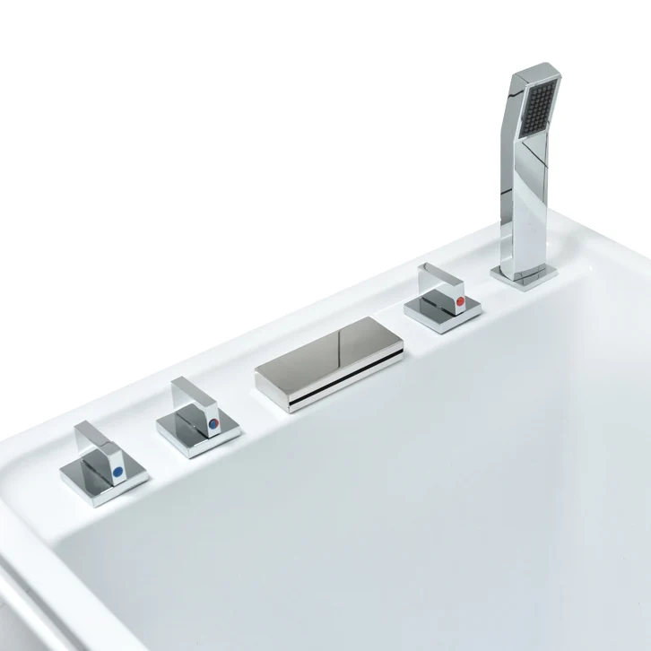 Freestanding Kunststof glas Rectangular Bath Soaking Center White Bathtub 35l