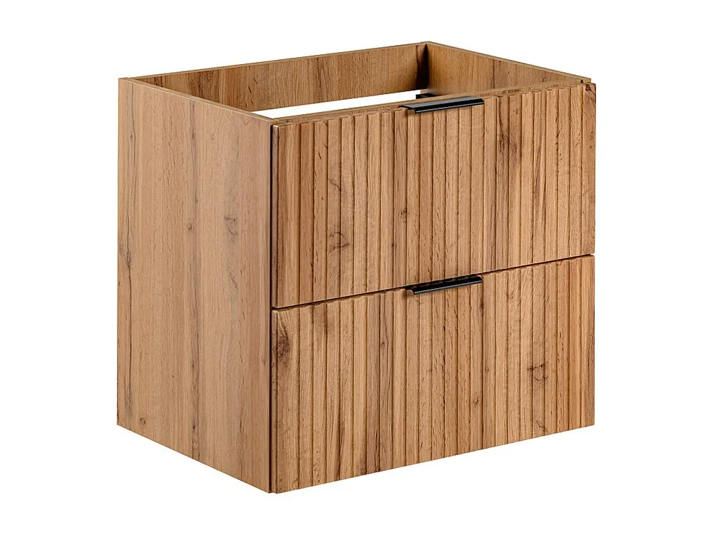Gestreept hangend meubel onder wastafel, zwak naturel, L60 cm, ZEVARA