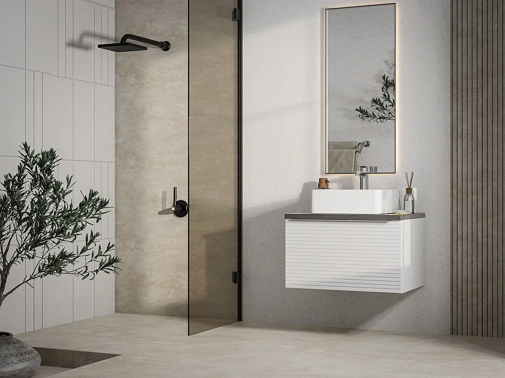 Hangend badkamermeubel met enkele wastafel - 60 cm - LATOMA - Koop nu voordelig online