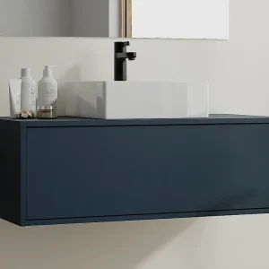 Hangend badkamermeubel met enkele wastafel, nachtblauw, 94 cm, TEANA