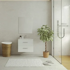 Hangend badkamermeubel met enkele wastafel, wit, 60 cm, KAYLA