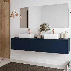 Hangend badkamermeubel onder wastafel, nachtblauw, L150 x H32 cm, ISAURE