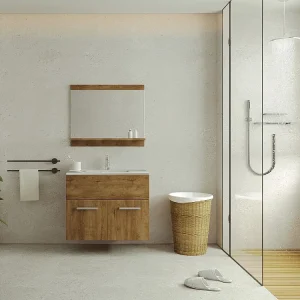 Hangend meubel met enkele wastafel - Helder naturel - 60 cm - CLAUDIA