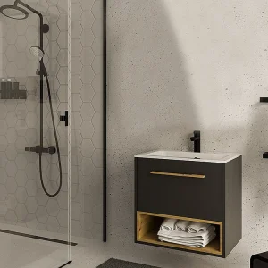 Hangend wastafelmeubel - Antraciet - 60 cm - YANGRA - Koop nu eenvoudig en voordelig online