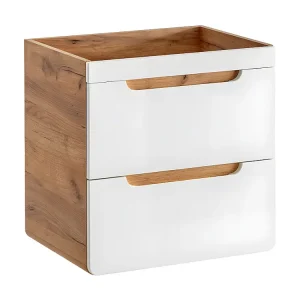 Hangend wastafelmeubel - Naturelkleur en wit - 60 cm - ARUBA - Koop nu zonder meer online