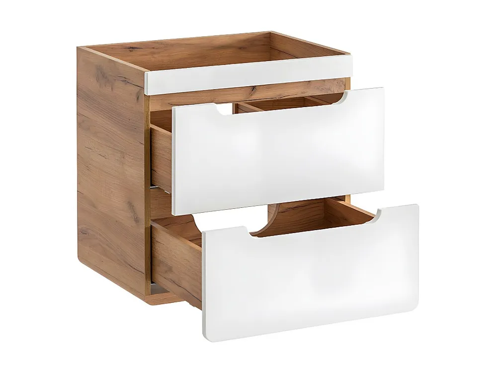 Hangend wastafelmeubel - Naturelkleur en wit - 60 cm - ARUBA - Koop nu zonder meer online