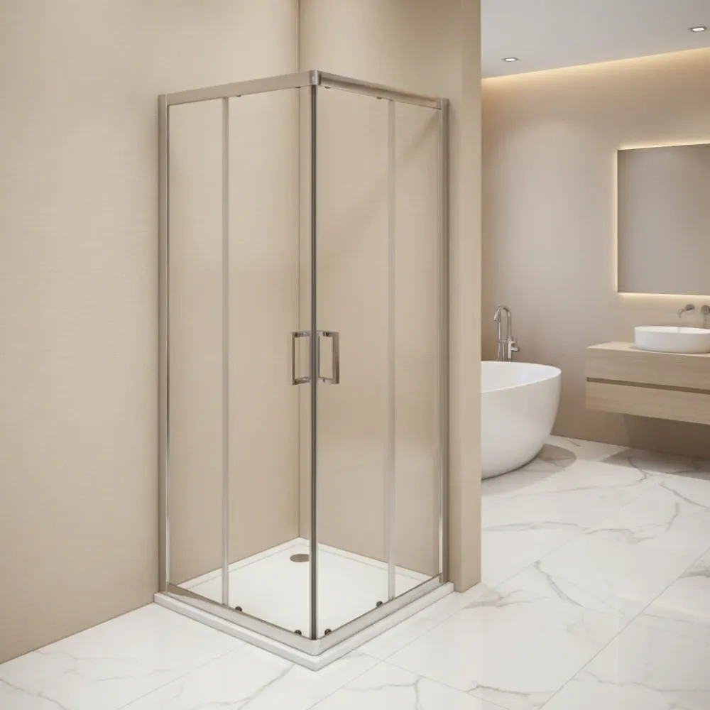 Iconic shower enclosure 100x100 cm corner sliding opening Smart Clean anti-limescale glaswerk
