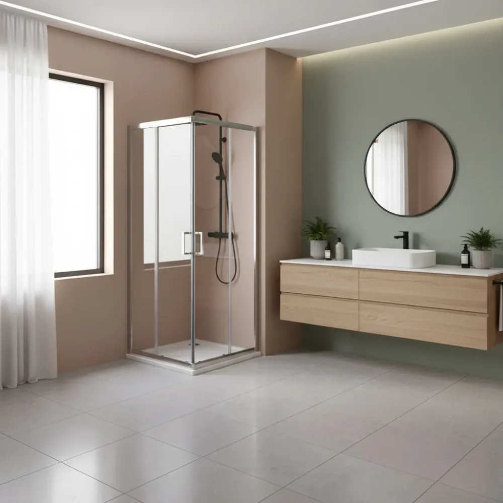 Iconic shower enclosure 80x100 cm corner sliding opening Slim Clean anti-limescale glass