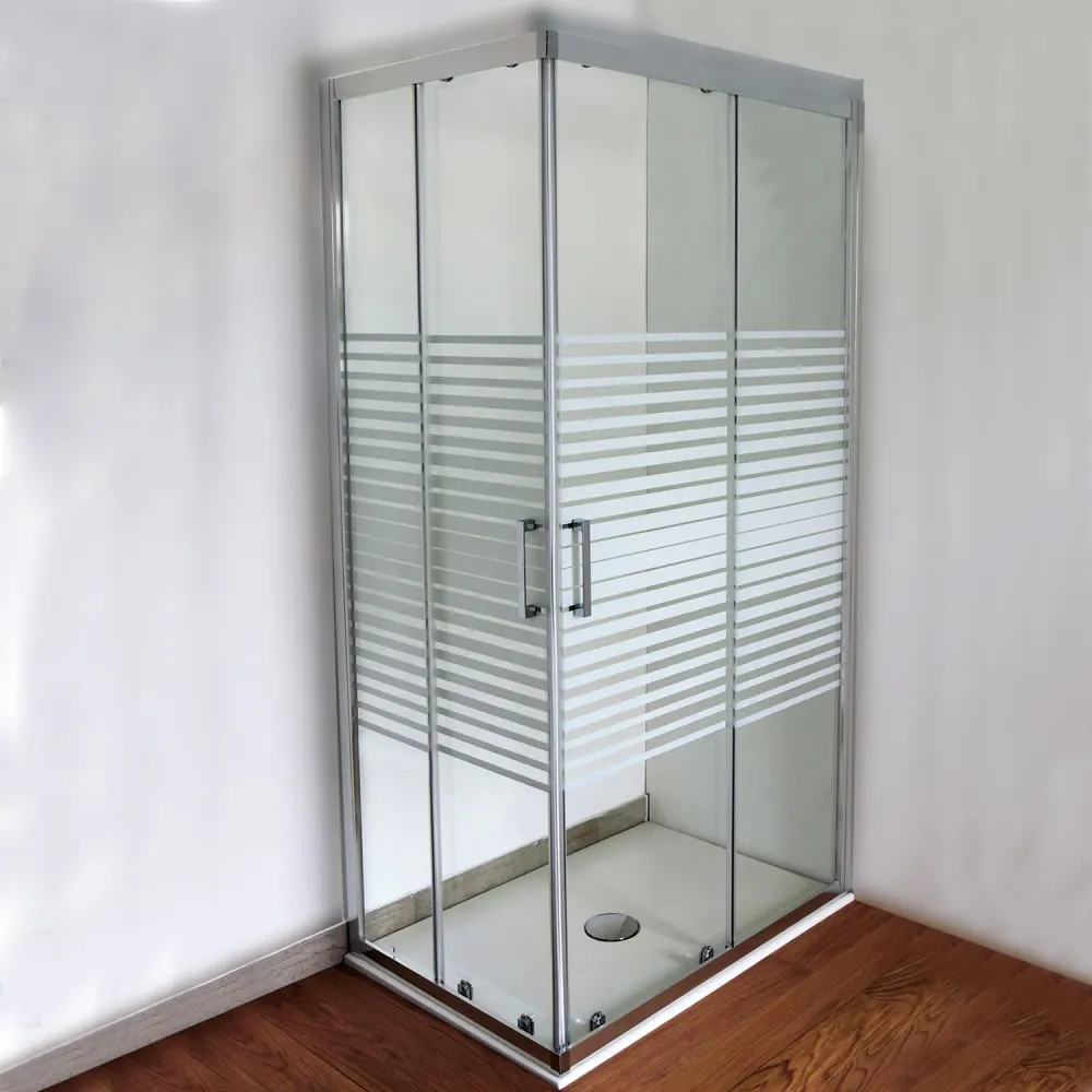 Iconic shower enclosure 90x140 cm corner sliding opening 6 mm Smart Clean screen-printed anti-limescale glazen
