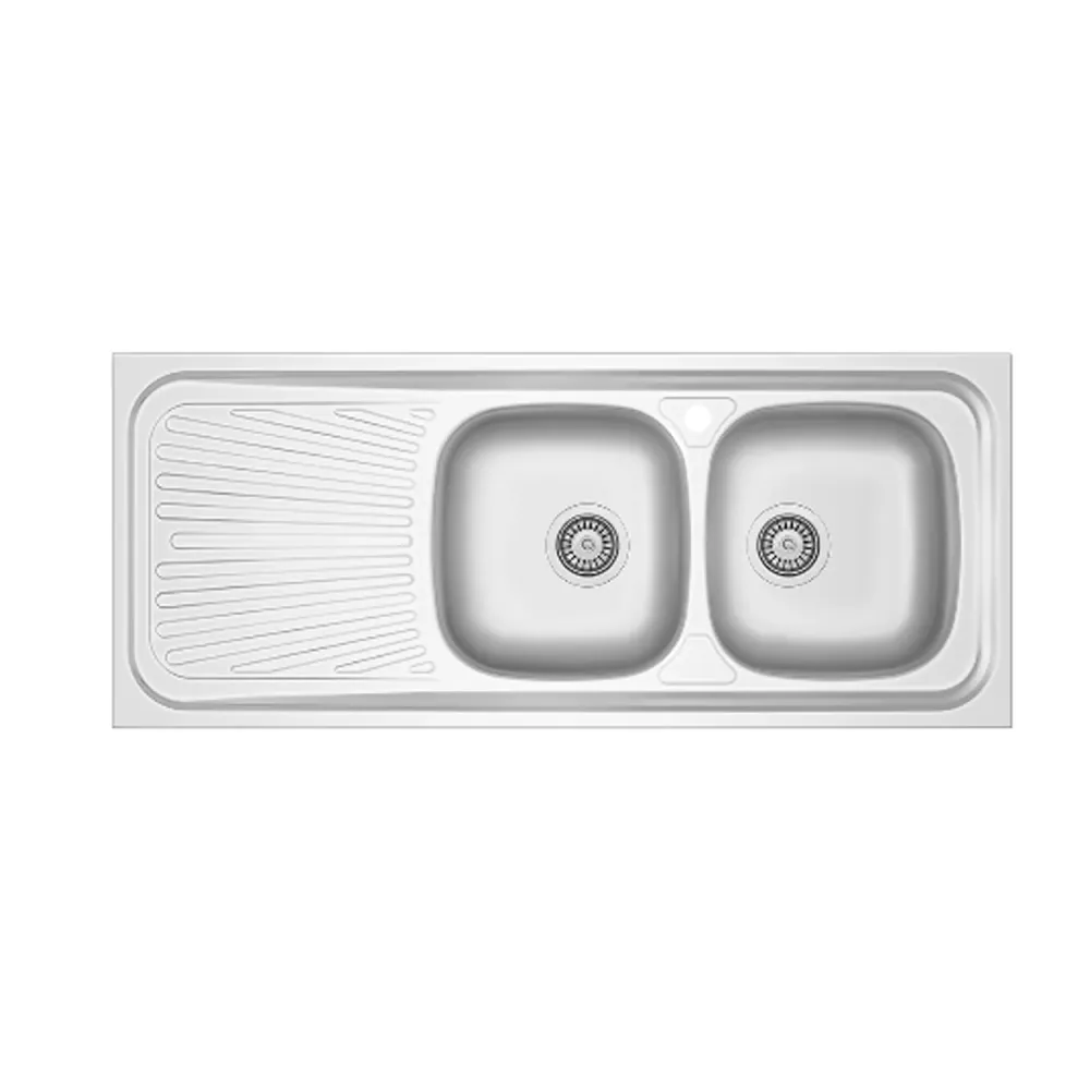 Kitchen sink RVS steel model LA01 left drainer 120x50 cm