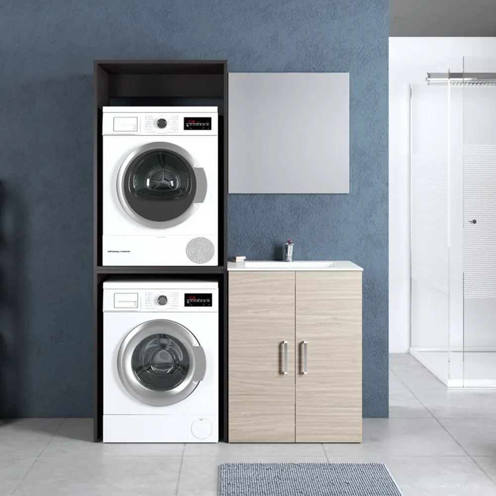 Laundry Furniture Composition Area51-08 sink, washing machine and dryer modules, and mirror - Olmo Rosseau