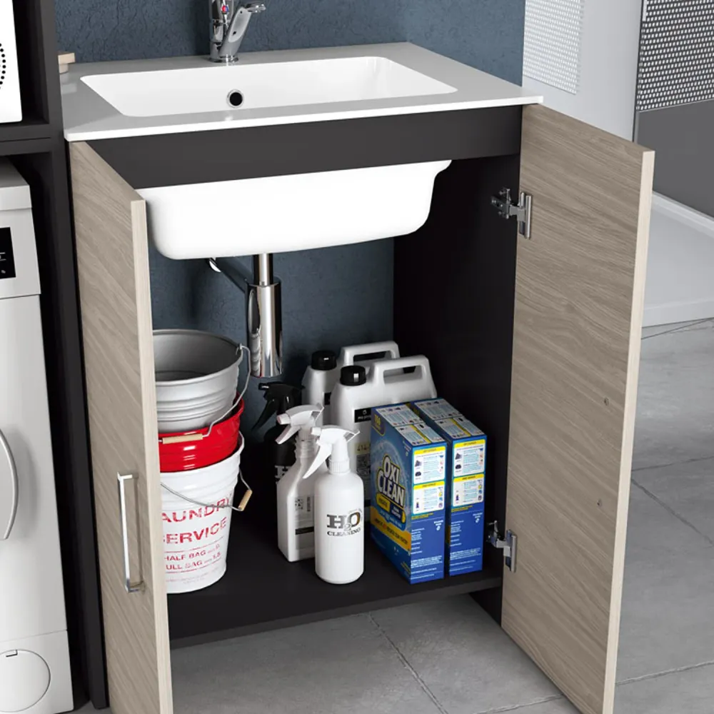 Laundry Furniture Composition Area51-08 sink, washing machine and dryer modules, and mirror - Olmo Rosseau