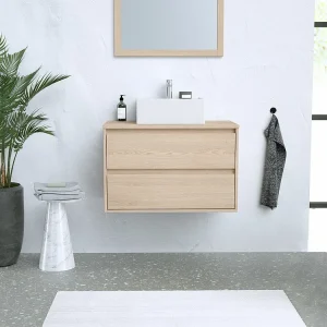 Meubel onder wastafel met eikenfineer, 80 cm, MILIPAM
