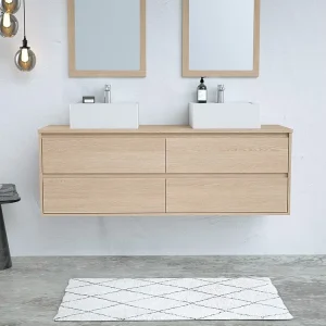 Meubel voor onder wastafel met plank, eikenfineer, 150 cm, MILIPAM