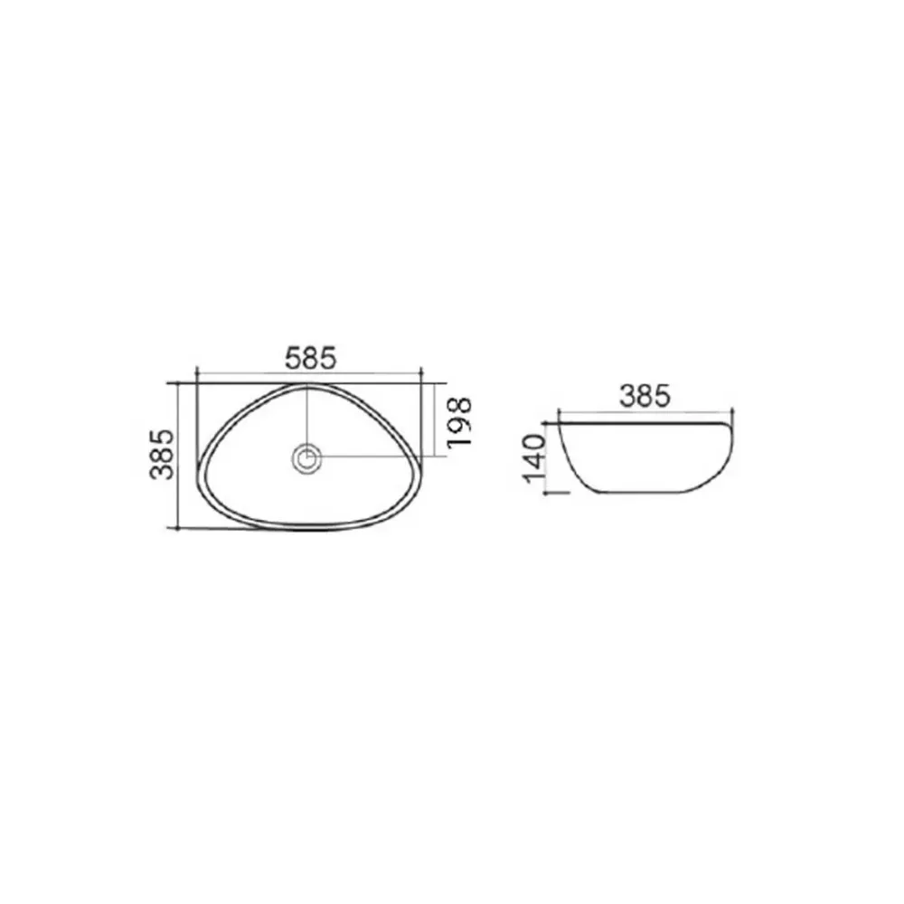 Modern design countertop sink white steengoed 58.5x38.5 H.14 cm