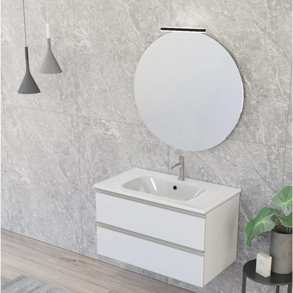 Nexu suspended bathroom composition 2 drawers sink mirror LED lamp 2 drawers 80x50 cm ivoor