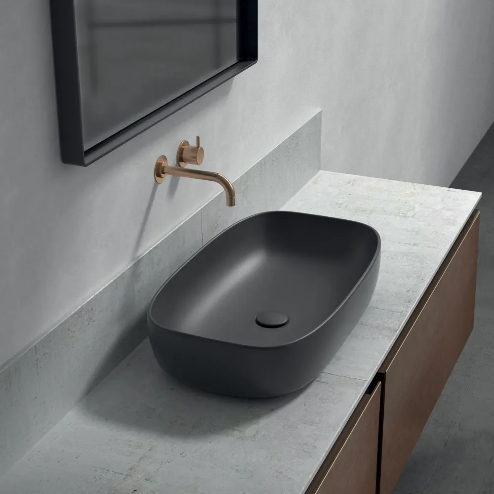 Oval countertop sink 64x38 cm Dream series Ceramica Galassia Effen Black