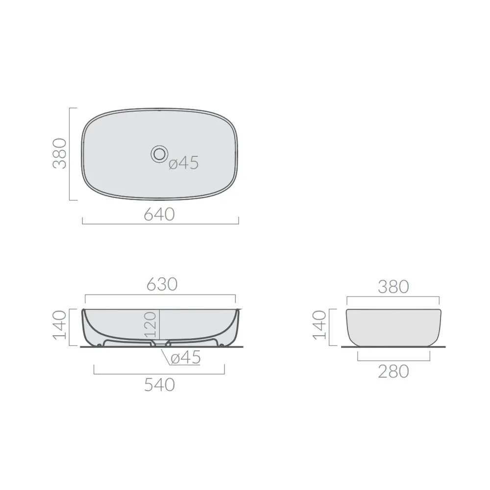 Oval countertop sink 64x38 cm Dream series Ceramica Galassia Effen Black