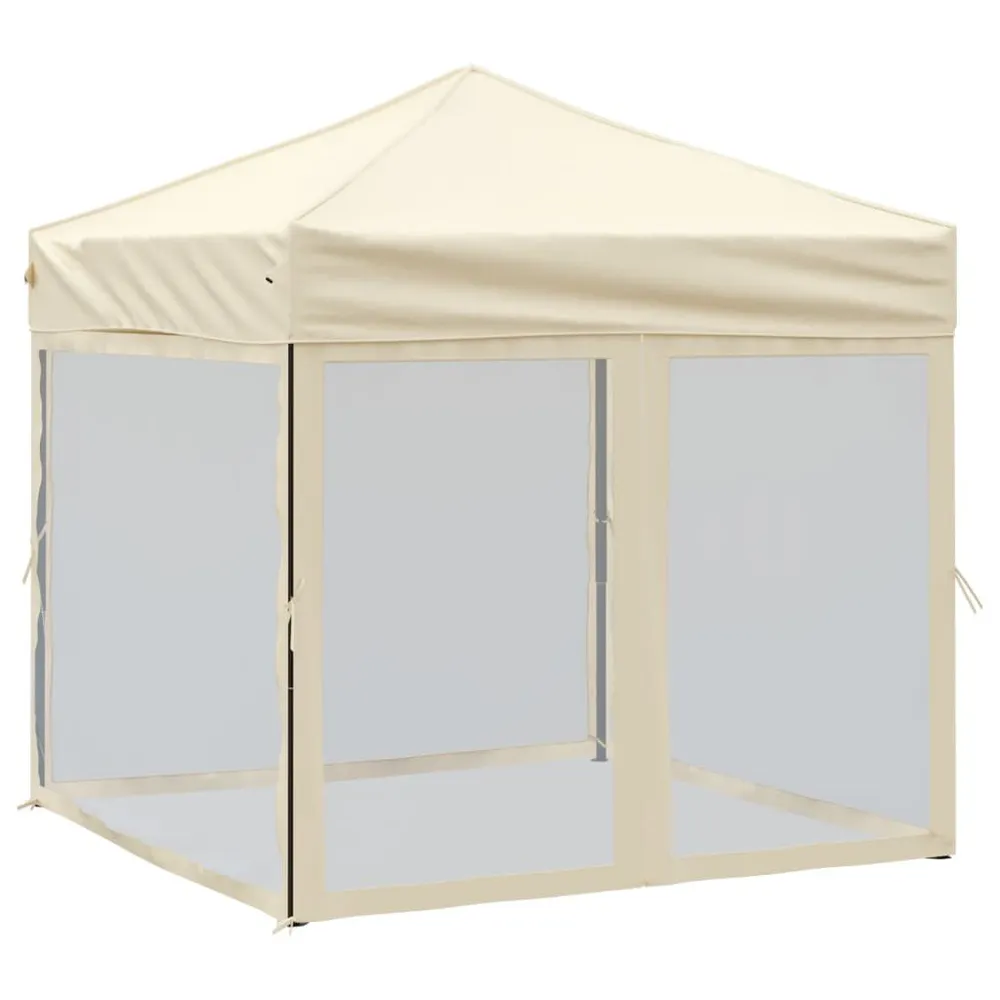 Partytent inklapbaar met zijwanden 2x2 m crèmekleurig