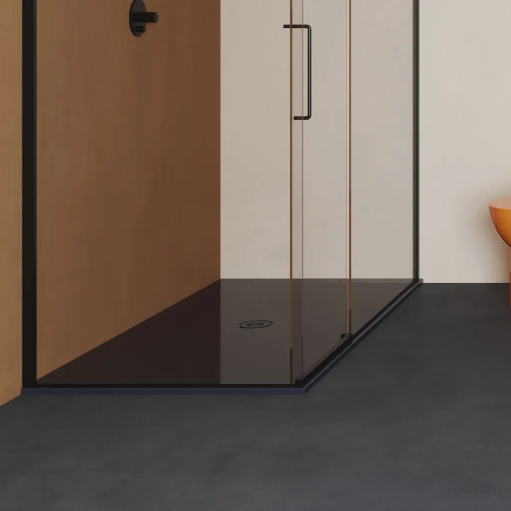 Rectangular ceramic shower tray SoloDue 140x70 cm hoogglans black