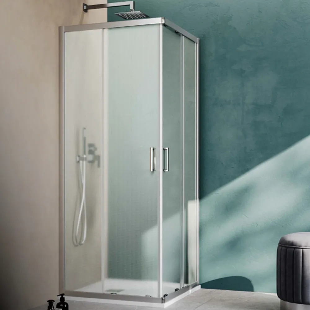 Rectangular corner shower enclosure 100x120 Loop model textured dek Smart Clean anti-limescale glass