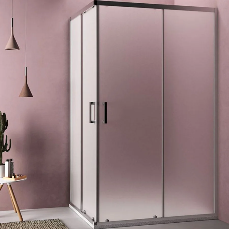 Rectangular corner shower enclosure 100x120 Loop model textured dek Smart Clean anti-limescale glass