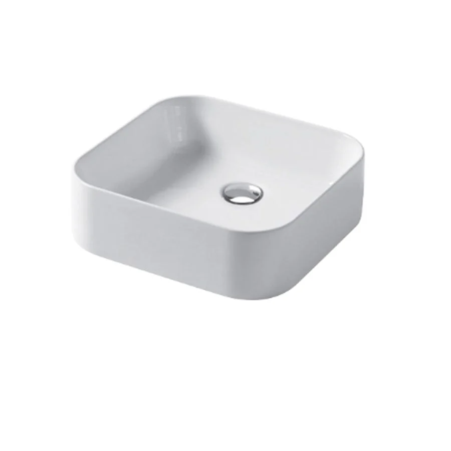 Rectangular countertop sink 40x38cm spiegelend white ceramic Slim series Disegno-Ceramica