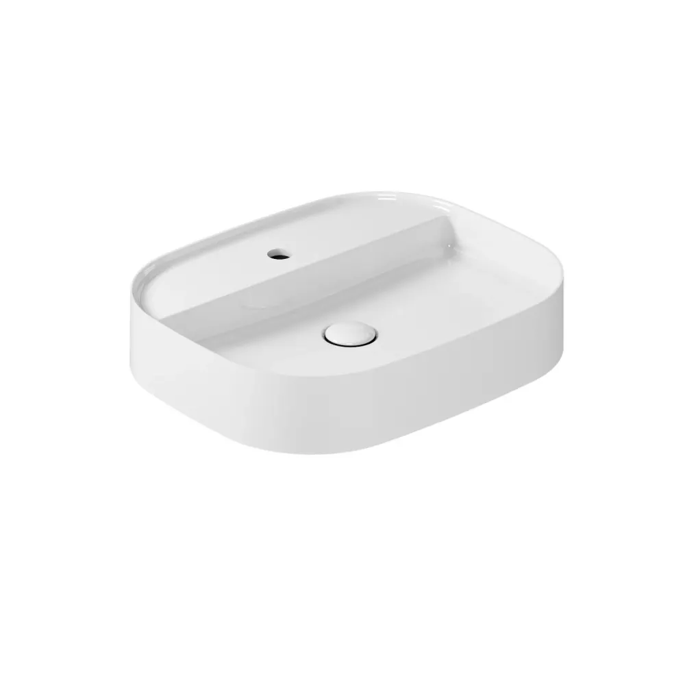 Rectangular countertop sink rounded corners Smart-B series Ceramica Galassia - Glossy ivoor 55x45cm
