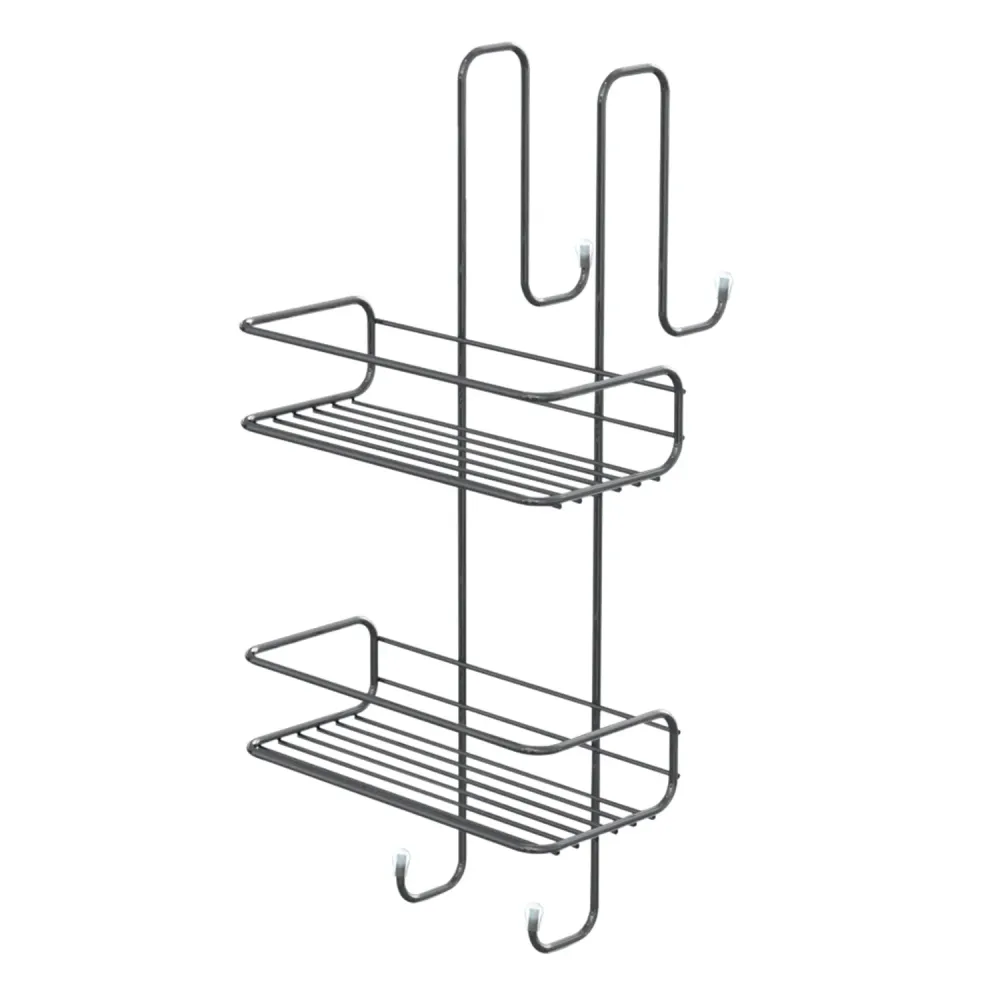 Rectangular hanging shower storage 2 shelves Gedy model Tito - Verchroomd