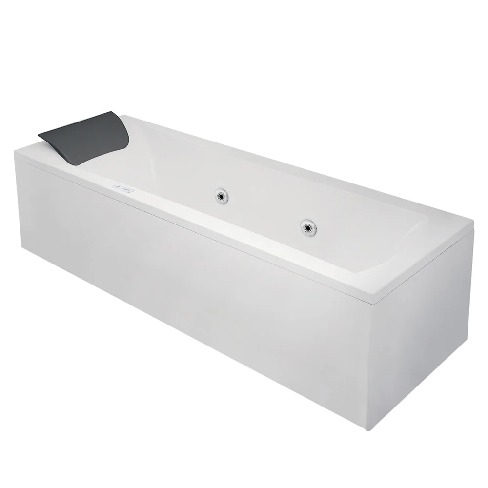 Rectangular kunststof glas bathtub headrest and whirlpool hydro-massage 170x70 cm
