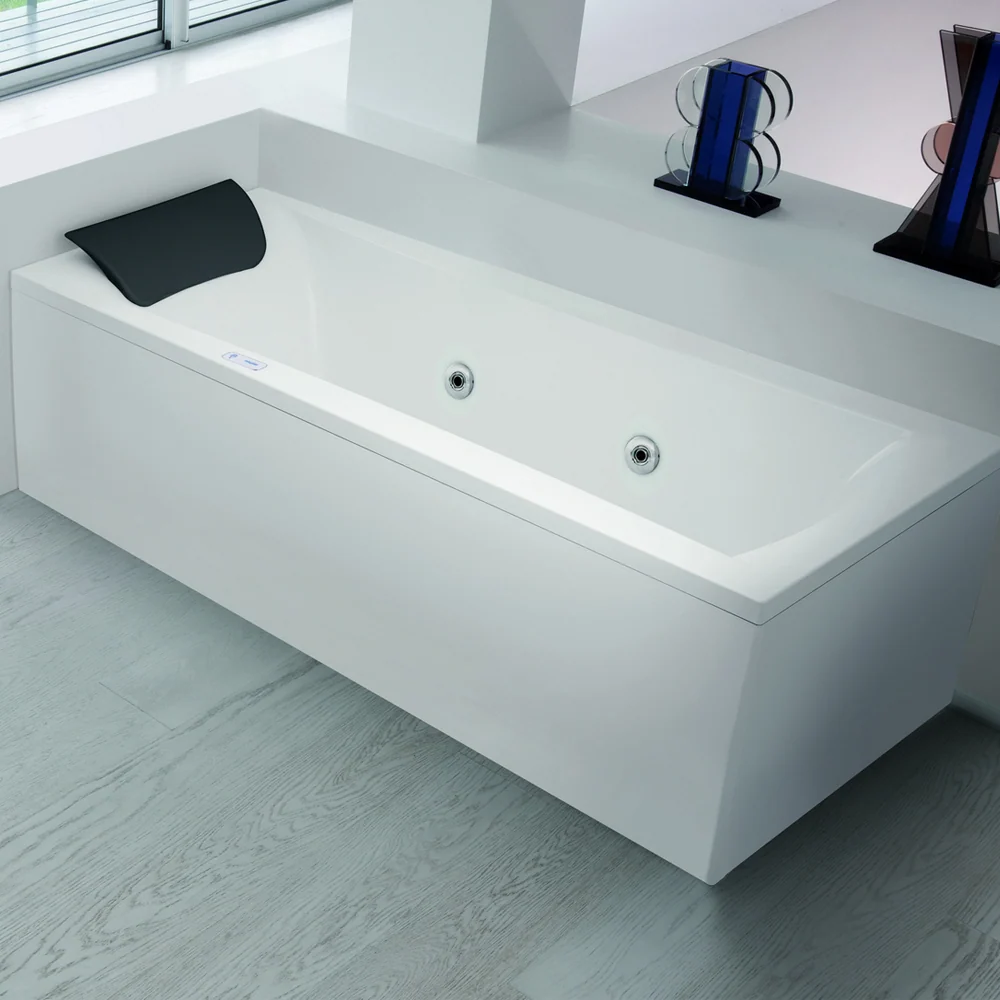 Rectangular kunststof glas bathtub headrest and whirlpool hydro-massage 170x70 cm