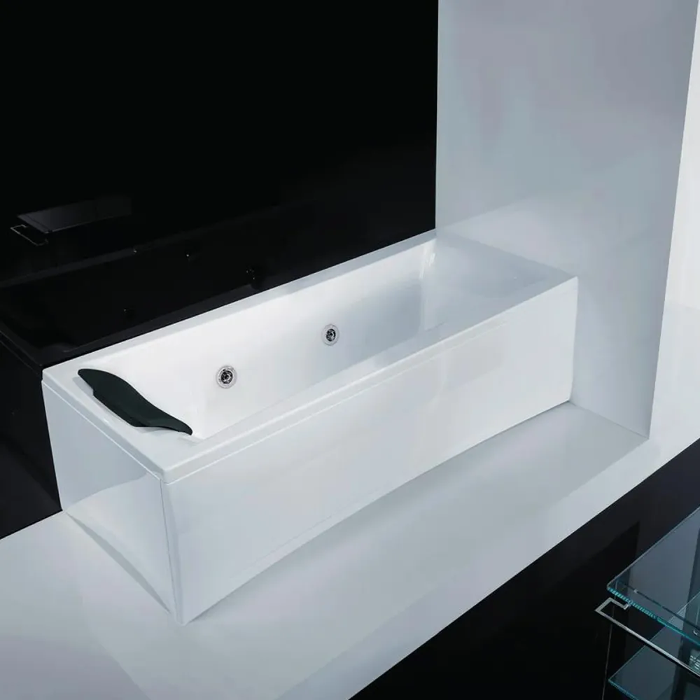 Rectangular kunststof glas bathtub headrest and whirlpool hydro-massage 170x70 cm